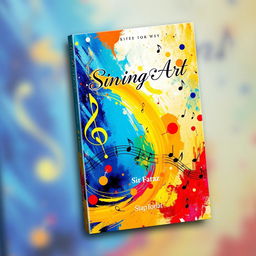 A stunning book cover design for the title "Singing Art" by Sir Faraz, showcasing a vibrant and artistic interpretation of music and creativity
