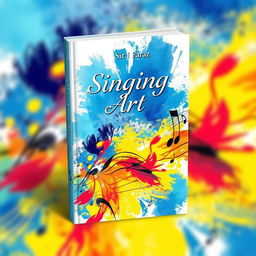 A stunning book cover design for the title "Singing Art" by Sir Faraz, showcasing a vibrant and artistic interpretation of music and creativity