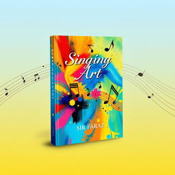 A stunning book cover design for the title "Singing Art" by Sir Faraz, showcasing a vibrant and artistic interpretation of music and creativity
