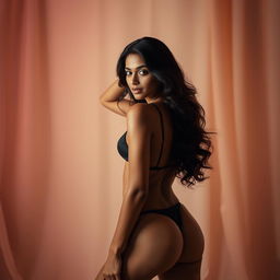 A stunning Indian model striking a sexy pose, showcasing her confidence and beauty