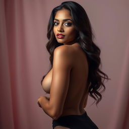 A stunning Indian model striking a sexy pose, showcasing her confidence and beauty