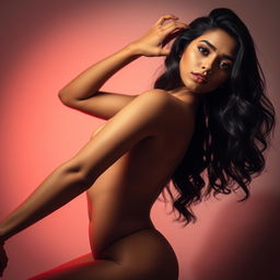 A stunning Indian model striking a sexy pose, showcasing her confidence and beauty