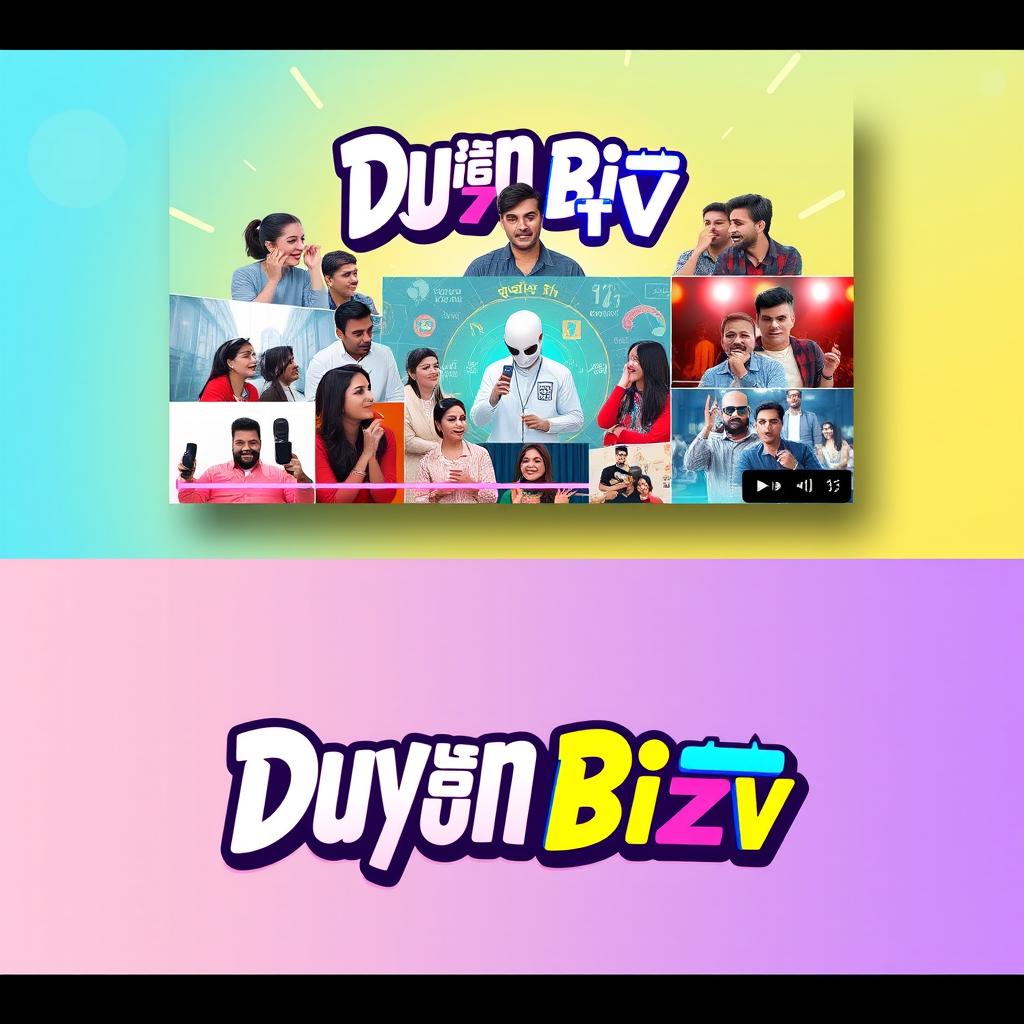 A vibrant and eye-catching promotional video concept for a YouTube channel named 'Duyun Bizi TV'