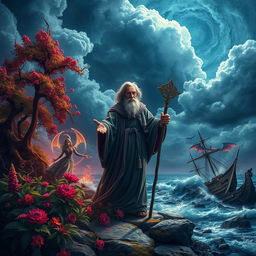 A visually evocative scene inspired by Shakespeare's play, The Tempest