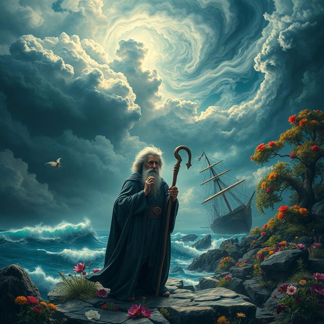 A visually evocative scene inspired by Shakespeare's play, The Tempest