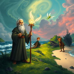 A whimsical, enchanting scene inspired by 'The Tempest' by William Shakespeare