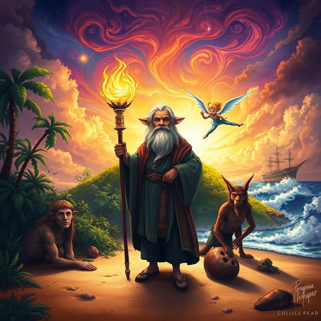 A whimsical, enchanting scene inspired by 'The Tempest' by William Shakespeare