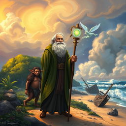 A whimsical, enchanting scene inspired by 'The Tempest' by William Shakespeare