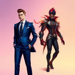 A vibrant celebration of fragrance personified as two elegant humans