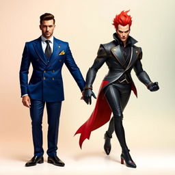 A vibrant celebration of fragrance personified as two elegant humans