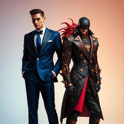 A vibrant celebration of fragrance personified as two elegant humans