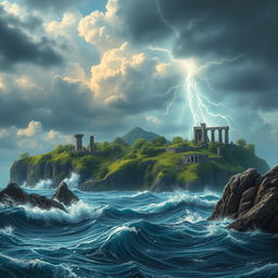 A fantastical scene inspired by William Shakespeare's 'The Tempest'