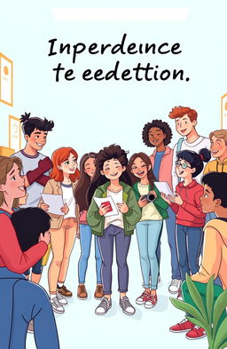 A vibrant and inspiring illustration of a diverse group of teenagers embodying independence, empathy, and compassion