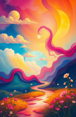 An ethereal landscape representing the concept of feeling, showcasing vibrant colors that evoke different emotions