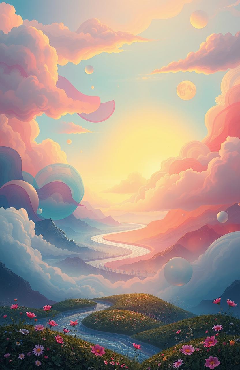 An ethereal landscape representing the concept of feeling, showcasing vibrant colors that evoke different emotions