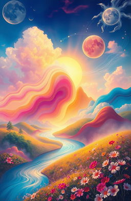 An ethereal landscape representing the concept of feeling, showcasing vibrant colors that evoke different emotions