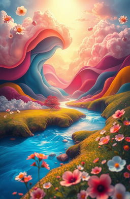 An ethereal landscape representing the concept of feeling, showcasing vibrant colors that evoke different emotions