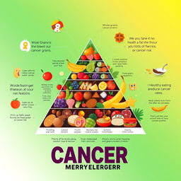A captivating graphic design poster illustrating the connection between healthy eating and cancer prevention