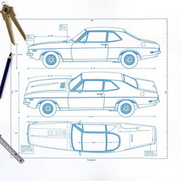 A detailed blueprint of a Holden Torana, showcasing the classic design of the vehicle