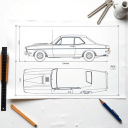 A detailed blueprint of a Holden Torana, showcasing the classic design of the vehicle