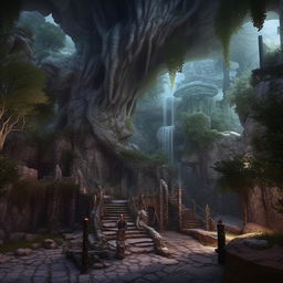 Transition into a visually stunning and entirely new location, still carrying the atmosphere of the fantasy D&D world.