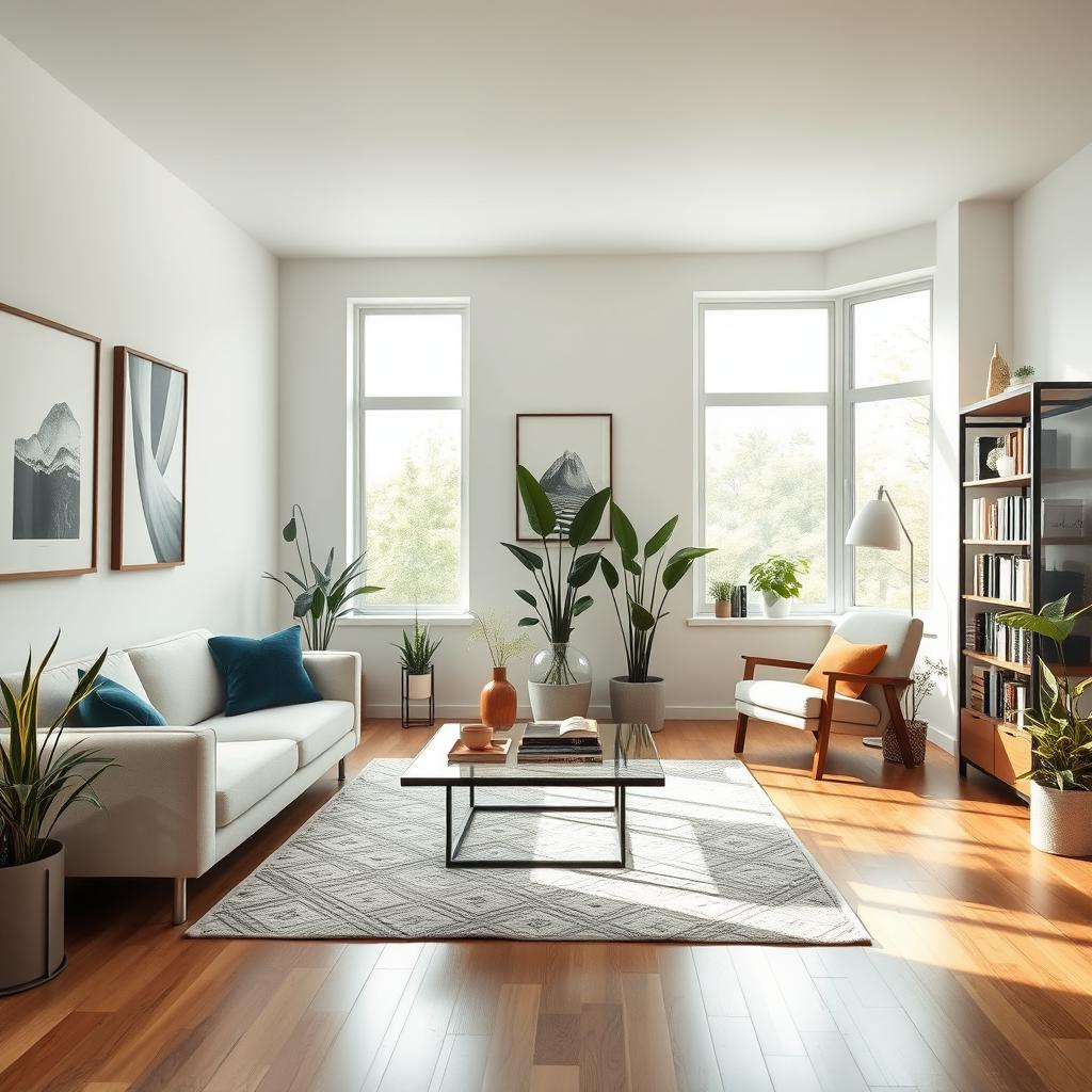 A beautifully designed modern interior room featuring a minimalist aesthetic