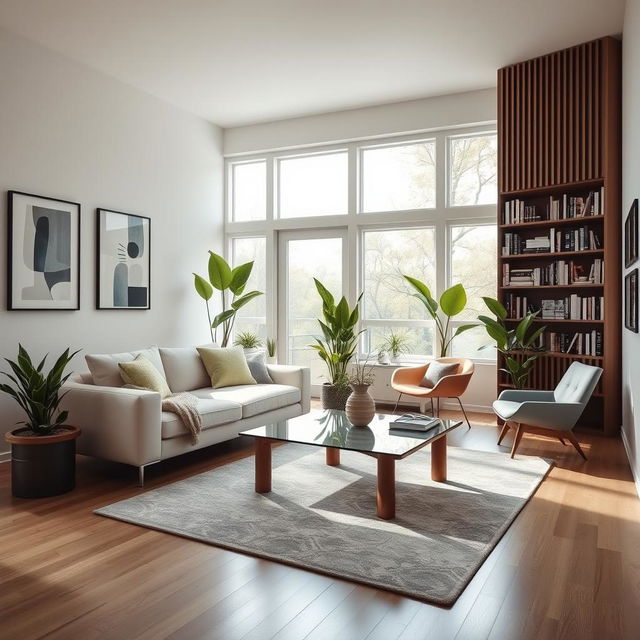 A beautifully designed modern interior room featuring a minimalist aesthetic