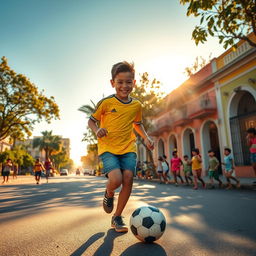 On a hot summer day in Rosario, a small city in Argentina, a boy named Lionel is joyfully dribbling a soccer ball in the streets