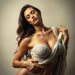 A stunning and artistic representation of a sensual woman, embodying elegance and allure, without any explicit nudity