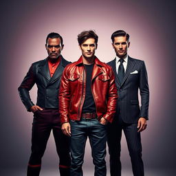 A striking visual representation of three unique fragrances personified as humans standing together