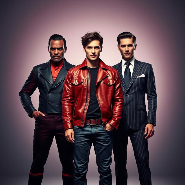 A striking visual representation of three unique fragrances personified as humans standing together