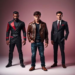A striking visual representation of three unique fragrances personified as humans standing together