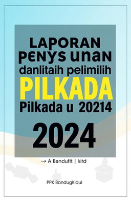 A book cover design in A4 size for the title "Laporan penyusunan daftar pemilih Pilkada Serentak 2024"