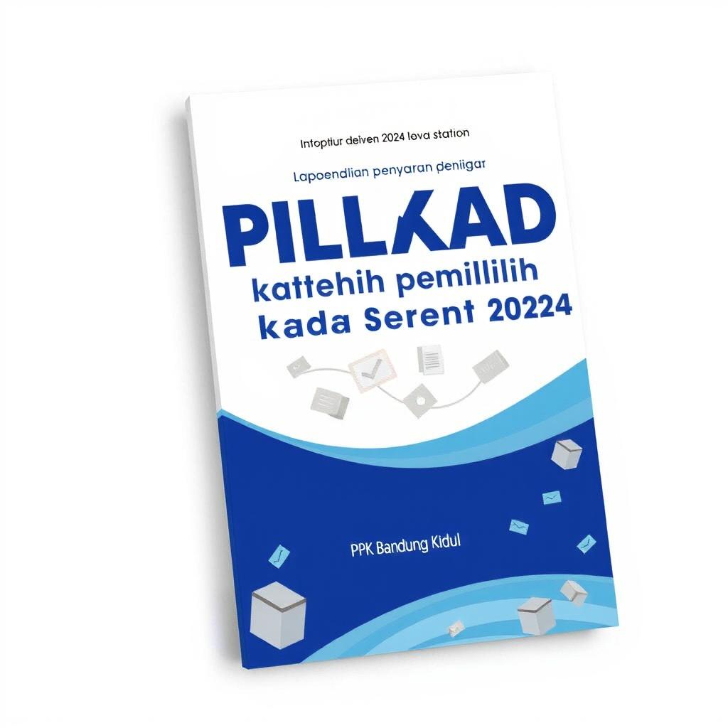 A book cover design in A4 size for the title "Laporan penyusunan daftar pemilih Pilkada Serentak 2024"