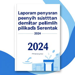 A book cover design in A4 size for the title "Laporan penyusunan daftar pemilih Pilkada Serentak 2024"
