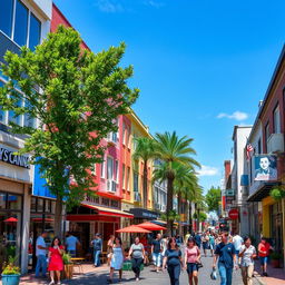 A vibrant street scene depicting a lively urban environment on a street named Kuys Canna