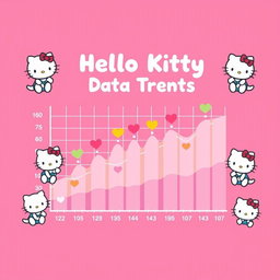 A cute and whimsical Hello Kitty-themed chart, featuring the iconic Hello Kitty character in various poses around the edges