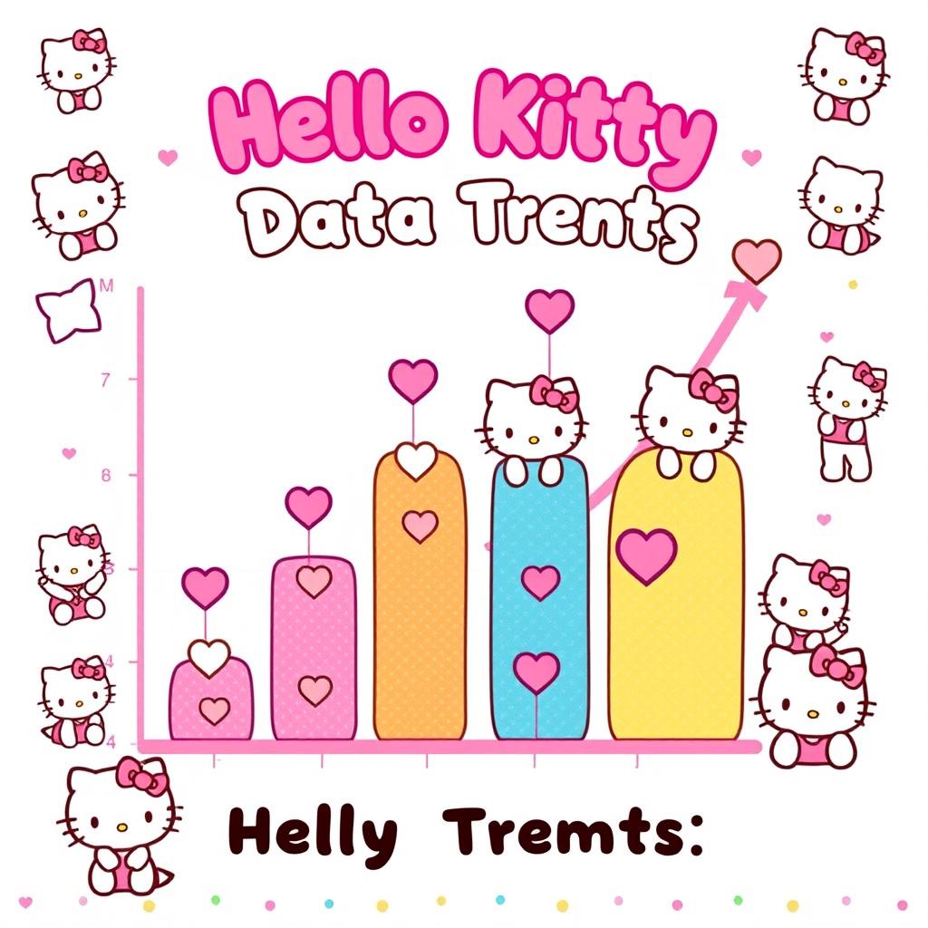 A cute and whimsical Hello Kitty-themed chart, featuring the iconic Hello Kitty character in various poses around the edges