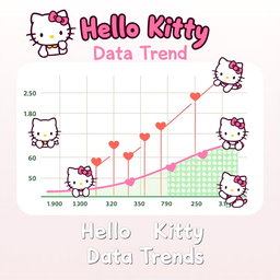A cute and whimsical Hello Kitty-themed chart, featuring the iconic Hello Kitty character in various poses around the edges