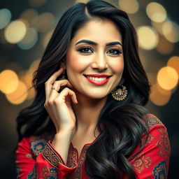 A stunning portrait of Munisa Rizayeva, showcasing her as a stylish and confident singer