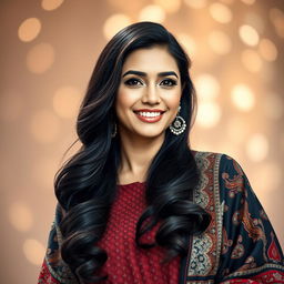 A stunning portrait of Munisa Rizayeva, showcasing her as a stylish and confident singer