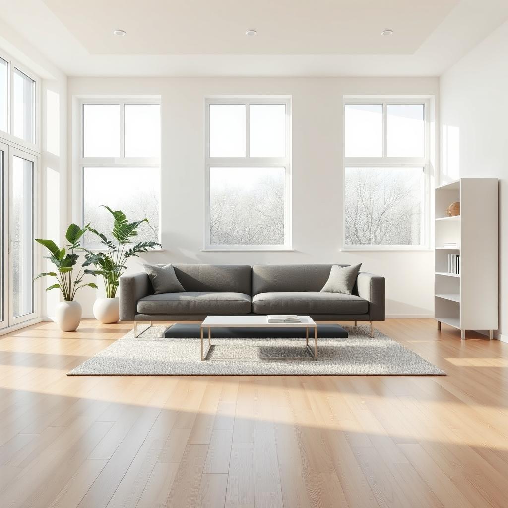 A modern living room featuring minimalist furniture design