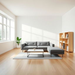 A modern living room featuring minimalist furniture design