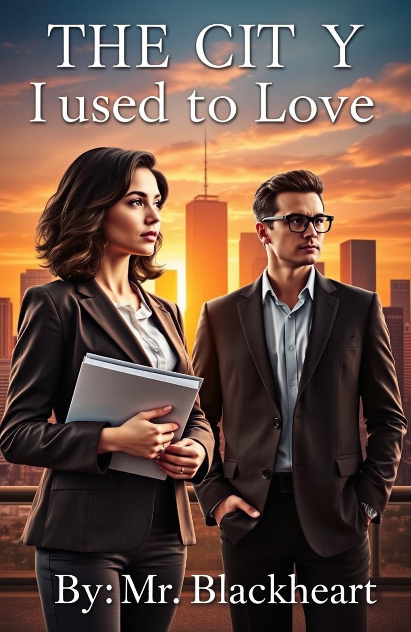 A captivating book cover featuring a young journalist woman with shoulder-length, wavy dark hair, dressed in a stylish blazer and holding a notepad, gazing confidently into the distance