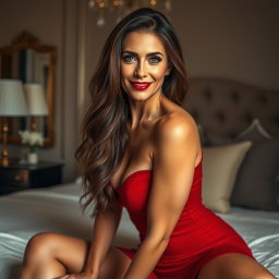 A sexy and confident mature woman, exuding charm and sensuality