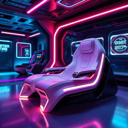 A futuristic seat design, labeled as seat 127, that incorporates sleek lines and advanced materials