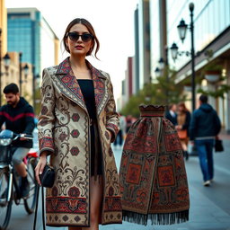 A stylish and contemporary women's coat prevalent in Iran today, featuring elegant and modern designs