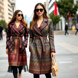 A stylish and contemporary women's coat prevalent in Iran today, featuring elegant and modern designs