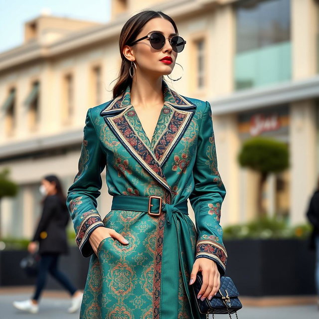 A stylish and contemporary women's coat prevalent in Iran today, featuring elegant and modern designs
