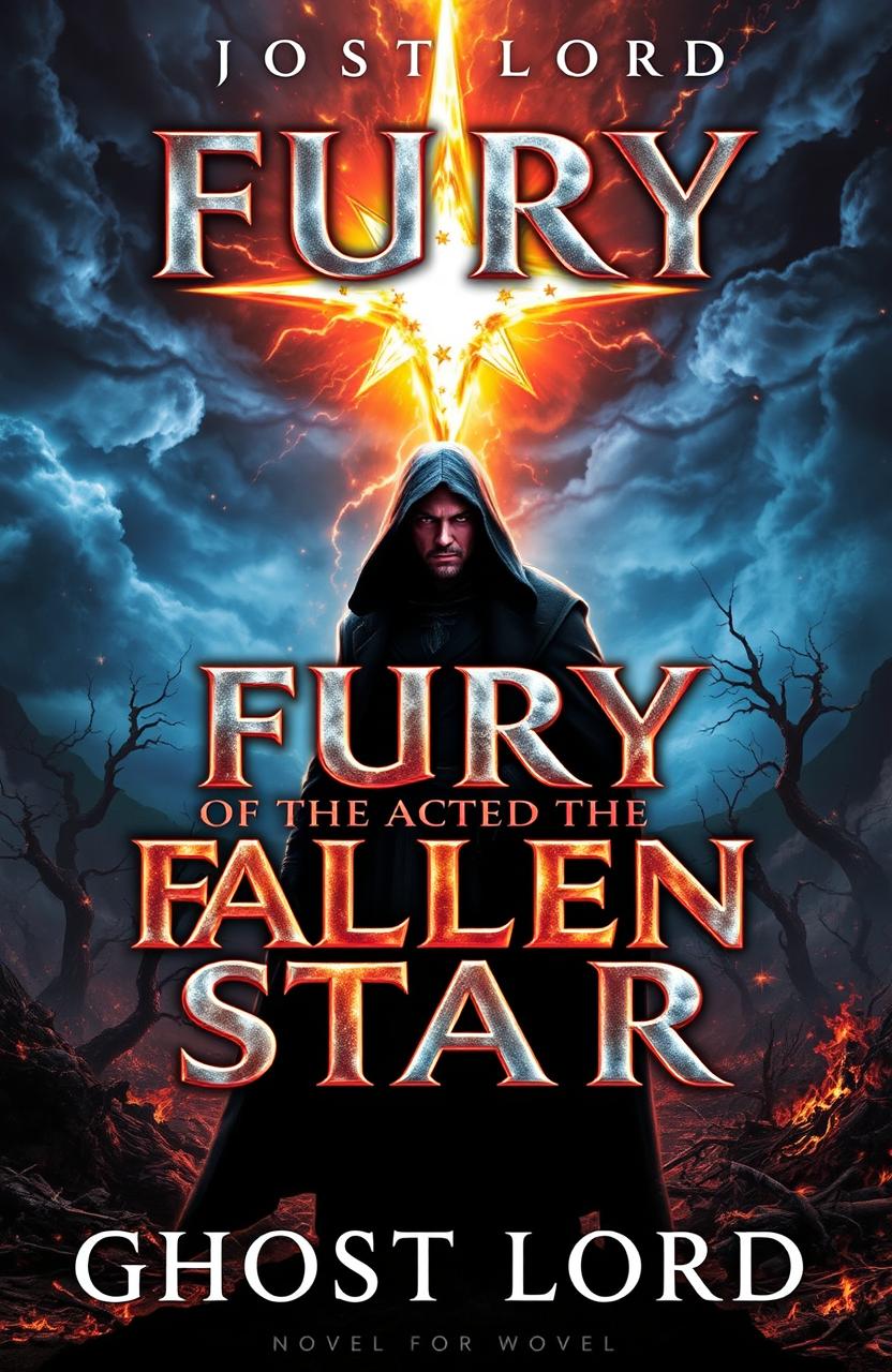 A striking novel cover design for 'FURY OF THE FALLEN STAR' by GHOST LORD